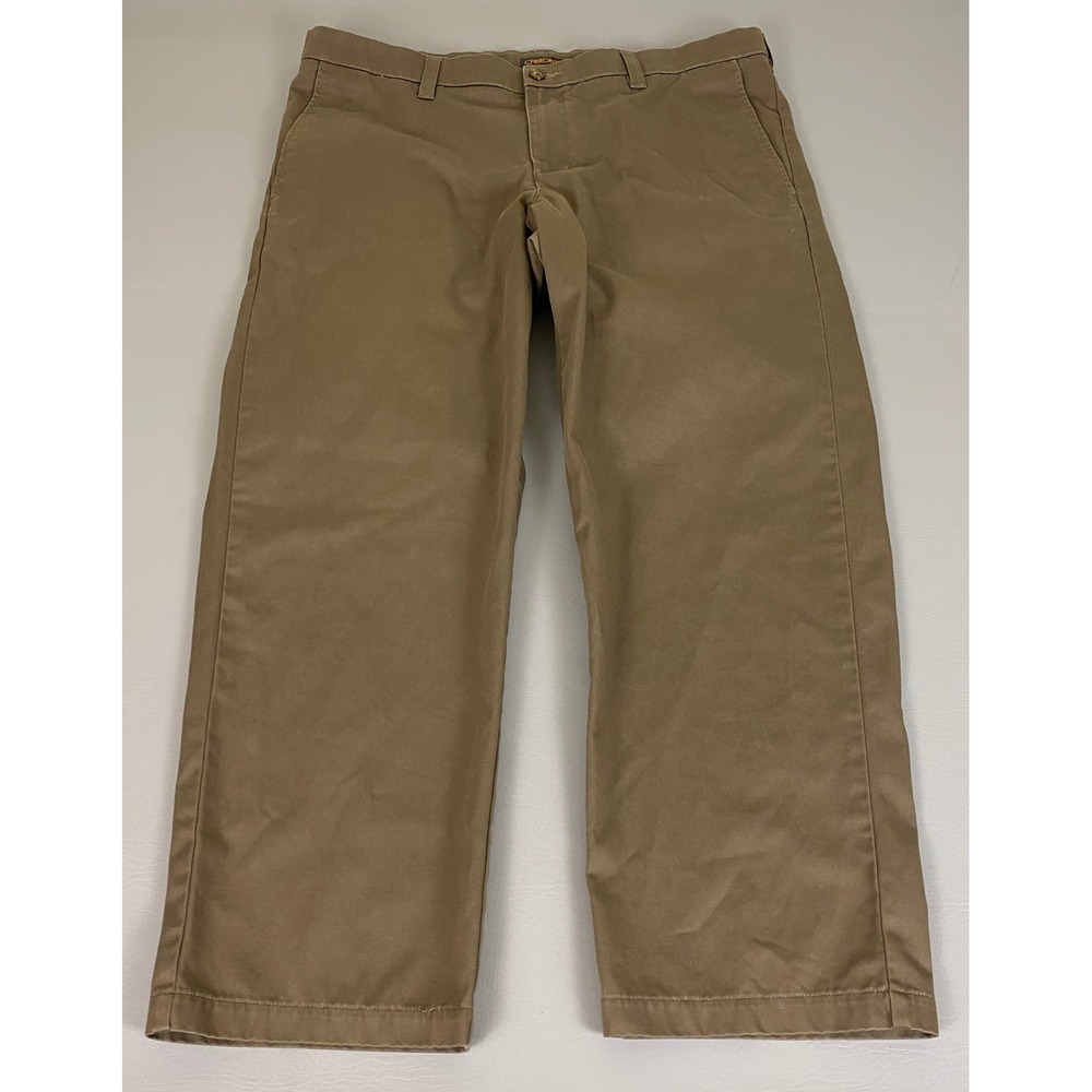 Cherokee Chino Pants Men's Size 40x30‎ Brown Nano-Tex Cotton Flat Front